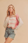 Weaving Me Softly Pullover Sweater (White/Pink)
