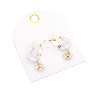 Daisy Mini Hoop Earrings (White)