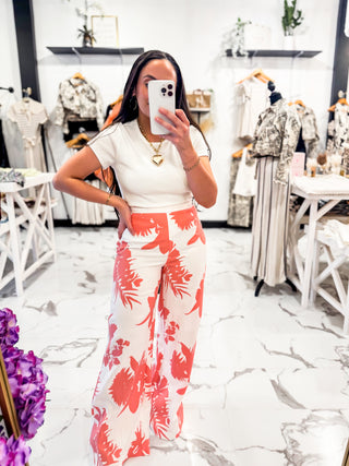 Coral Crush Printed Pants Coral
