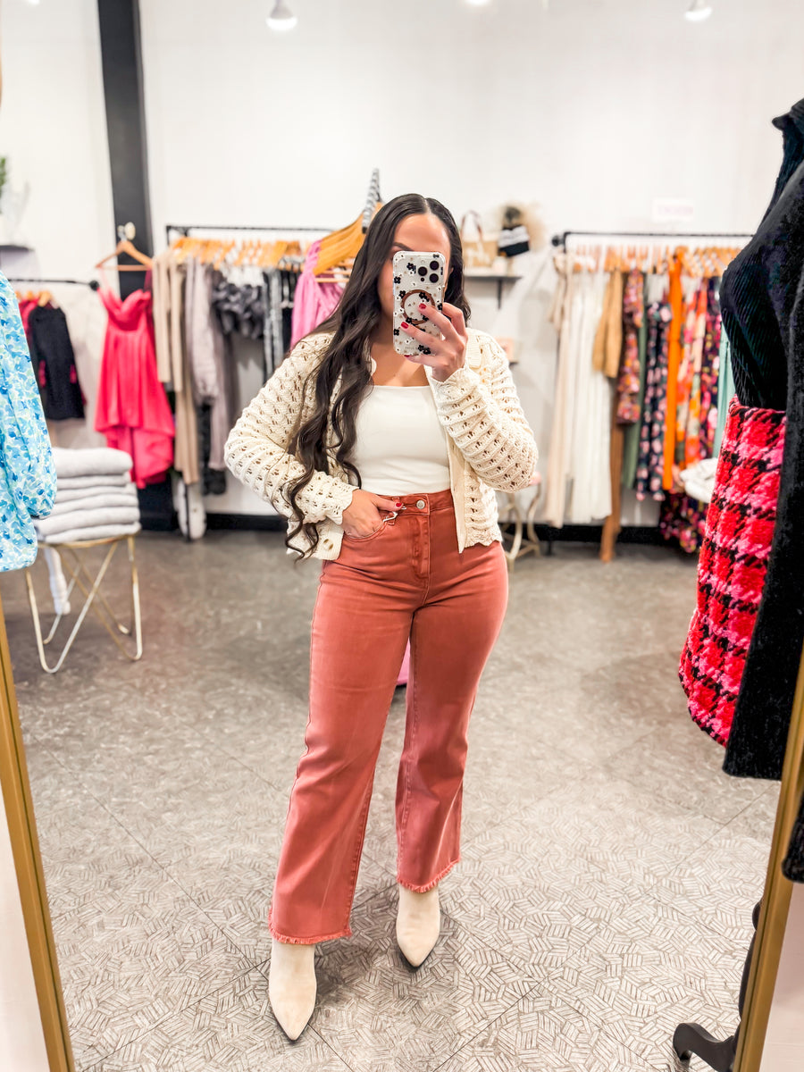 Bella V Boutique Reddish High Rise Cropped Jeans