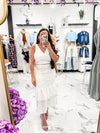Bella V Boutique Eyelet Ruffle White Dress