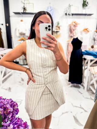 A Total Classic Pinstripe Vest Natural