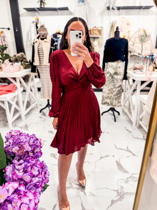 Valentina Front Twist Dress Wine