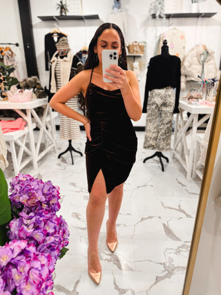 Bronze Velvet Holiday Dress