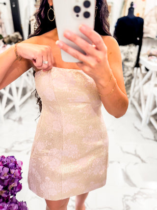 Pink and Gold Strapless Lucy In The Sky Dress