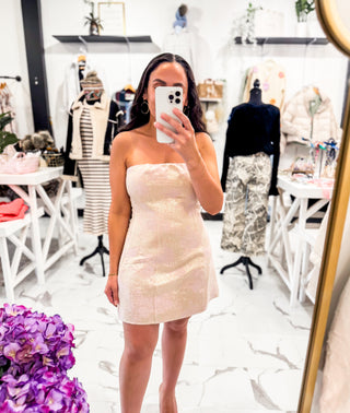 On My Own Strapless Mini Dress Dusty Pink