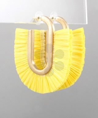 Patty Oval Hoop Earrings (Yellow)