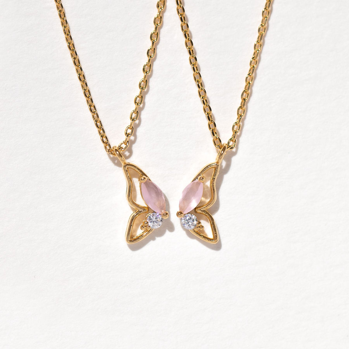 Butterfly Besties Necklace (Gold) - Girls Crew