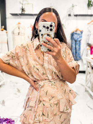 My Plus One Floral Button Dress (Peach)