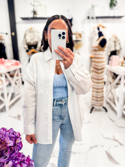 Sagamore Weekends Stripe Oversize Top (White/Blue)