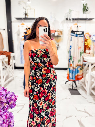 Floral Strapless Sage The Label Dress