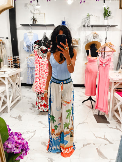 Paradise Inn Printed Wide Leg Pants (Multi)