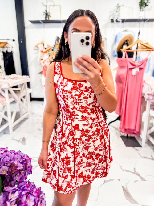 The Winner Circle Floral Mini Dress Red