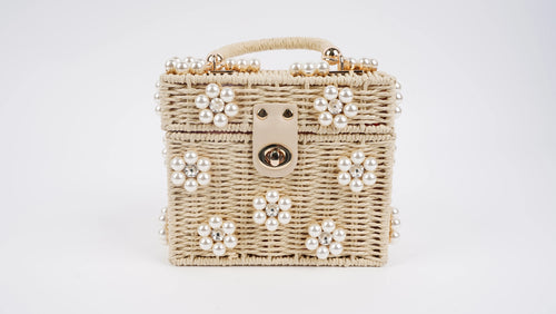 Oopsy Daisy Wicker Flower Purse (Off White)