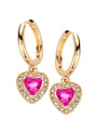 True Love Dangle Huggie Earrings (Fuchsia)