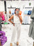 Bella V Boutique Linen Pants Set In Off White