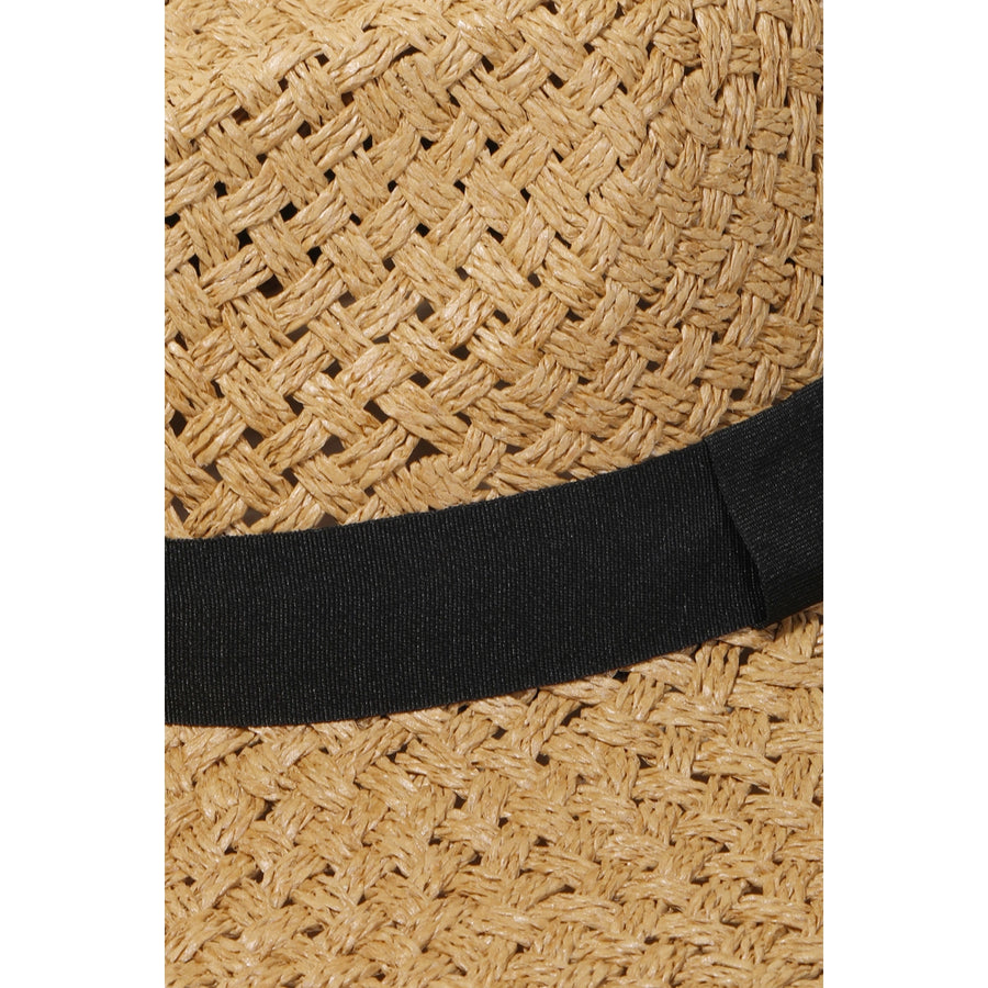 Bella V Boutique Neutral Straw Hat with Black Ribbon