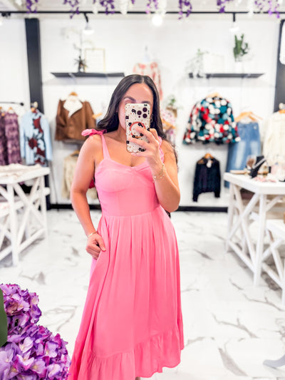 Finding My Paradise Ruffle Dress (Pink)