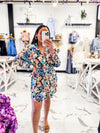 Living Life In Full Bloom Shirt Romper (Blue)