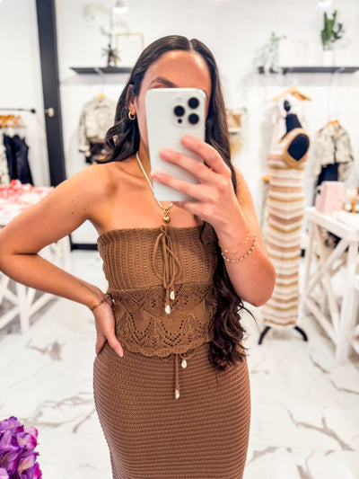 Weekend in Tulum Crochet Top (Pecan)