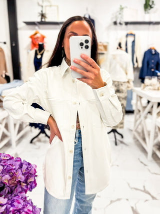 Sleek Intentions Vegan Shacket (White)