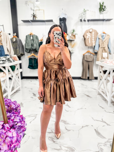 Good Luck Metallic Dress (Bronze)