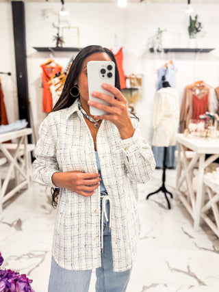 Falling for Tweed Shacket (White)