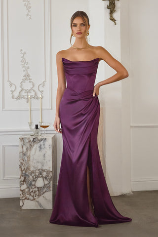 The Invitation Satin Maxi Dress (Eggplant)