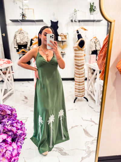 Havana Days Halter Maxi Dress (Olive)