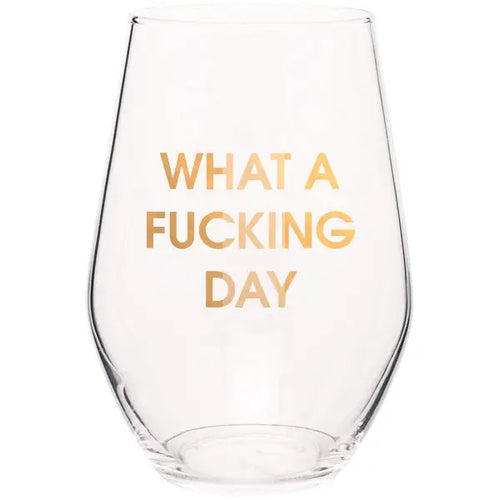 Having A Day Stemless Wine Glass