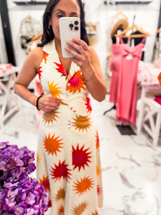 Sun Print Matching Skirt and Vest 