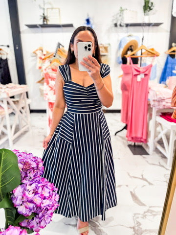 Saratoga Soiree A Line Dress (Navy)