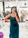 Guest Book Ruffle Slit Dress (Hunter Green)