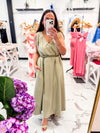 High Garden A Line Belted Dress Green