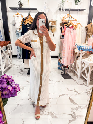 Crochet Color Block Midi Stretchy Dress