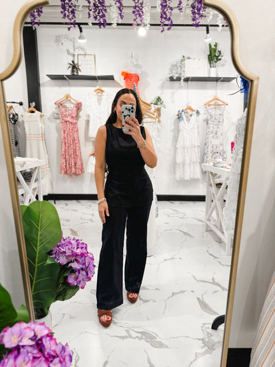 Cool Girl Vibes Linen Set (Black)