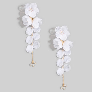 Iris Dangle Cluster Earrings (White)