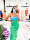 Coastal Babe Bandeau Dress (Green/Blue)
