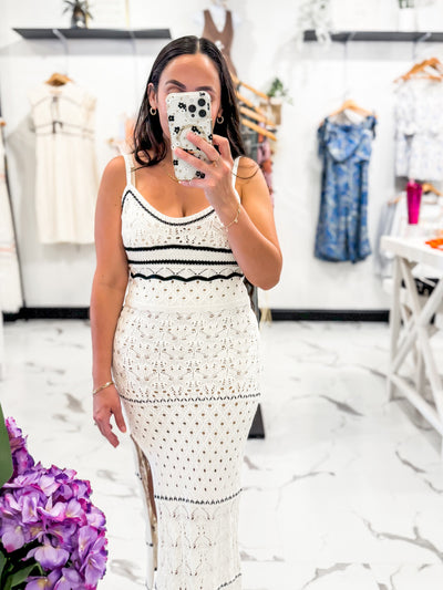 A Good Time Crochet Slit Dress (Ivory)