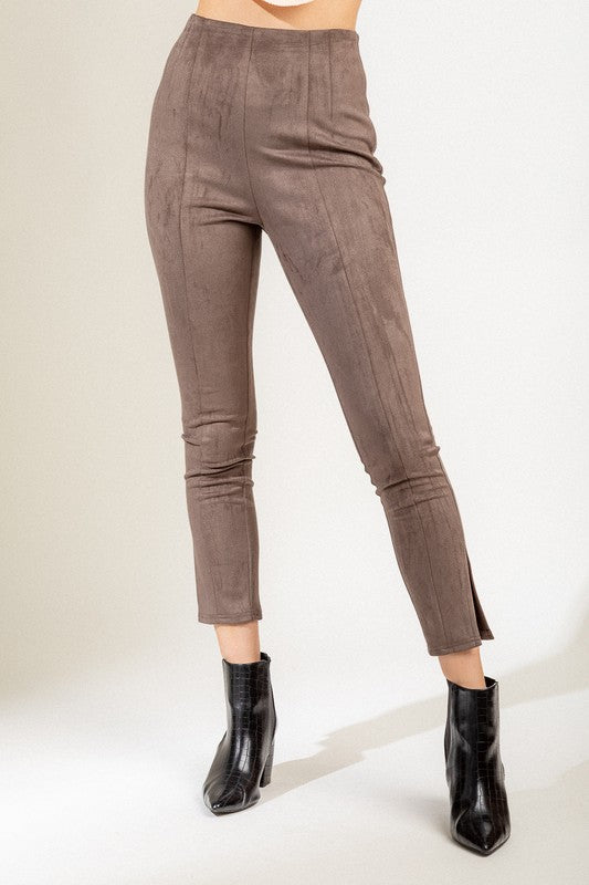 Everyday Essentials Suede Pants (Charcoal) - Bella V Boutique