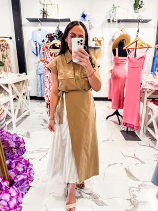 Two Sides to the Story Wrap Dress Nude