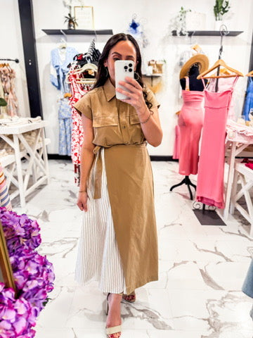 Two Sides to the Story Wrap Dress Nude