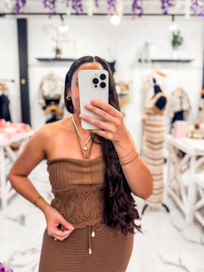 Weekend in Tulum Crochet Top (Pecan)