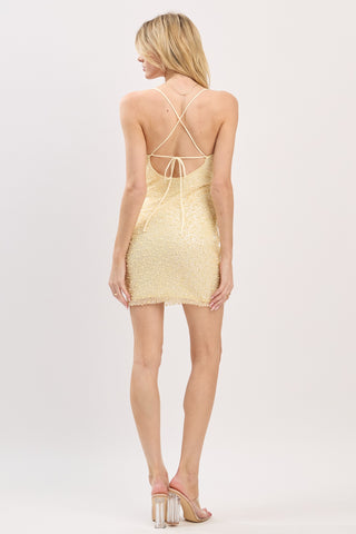 Lumiere Beaded Mini Dress (Yellow)