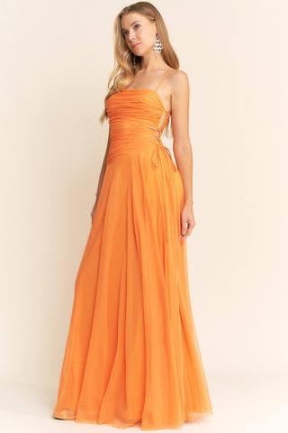 Blossom Belle Cut Out Maxi Dress (Orange)