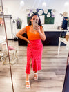 Emma Gathered Printed Skirt (Fuchsia)