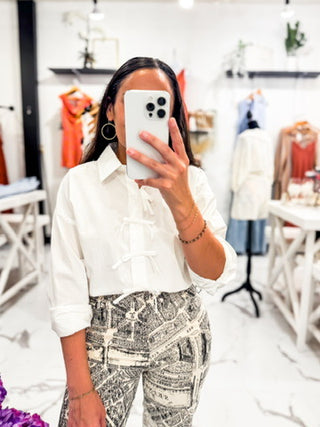 Tied & True Bow Detail Cotton Blouse White