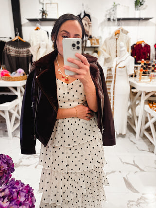 Promise Me Polka Dot Midi Dress (Off White)