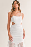 Track Babe Cutout Midi Dress (White)