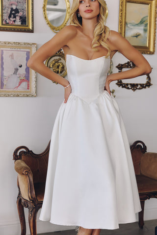 Say Yes Strapless A Line (Off White)